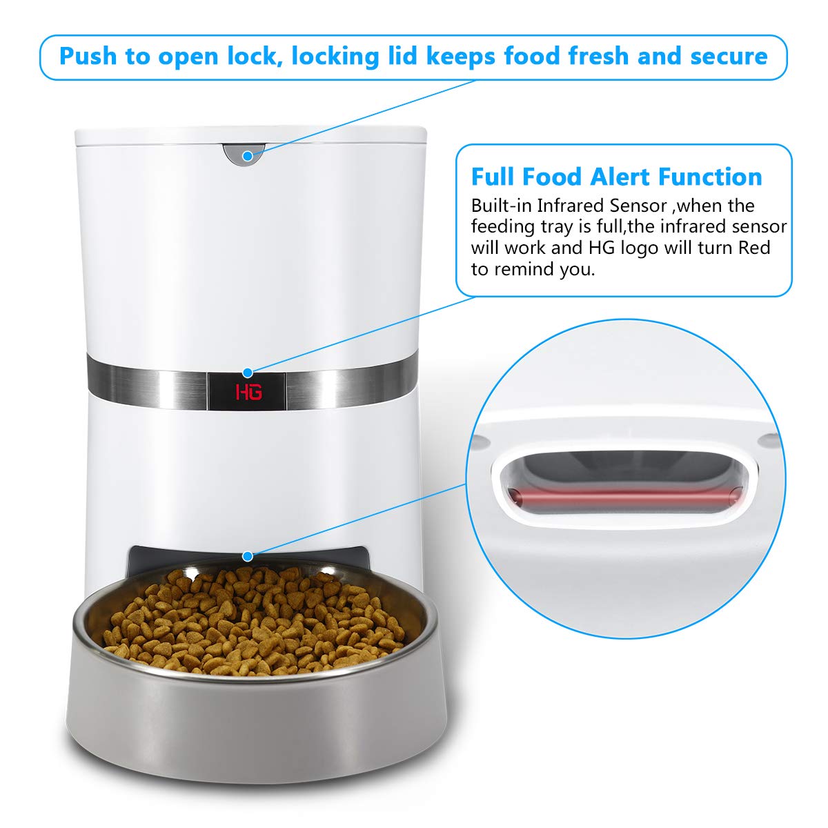 HoneyGuaridan Automatic Pet Feeder, Dogs, Cats, Rabbit & Small Animals