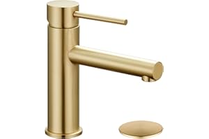Tohlar Gold Bathroom Faucet, Bathroom Faucets for 1 Hole, Single Handle Bathroom Sink Faucet Brushed Gold with Pop-up Drain S