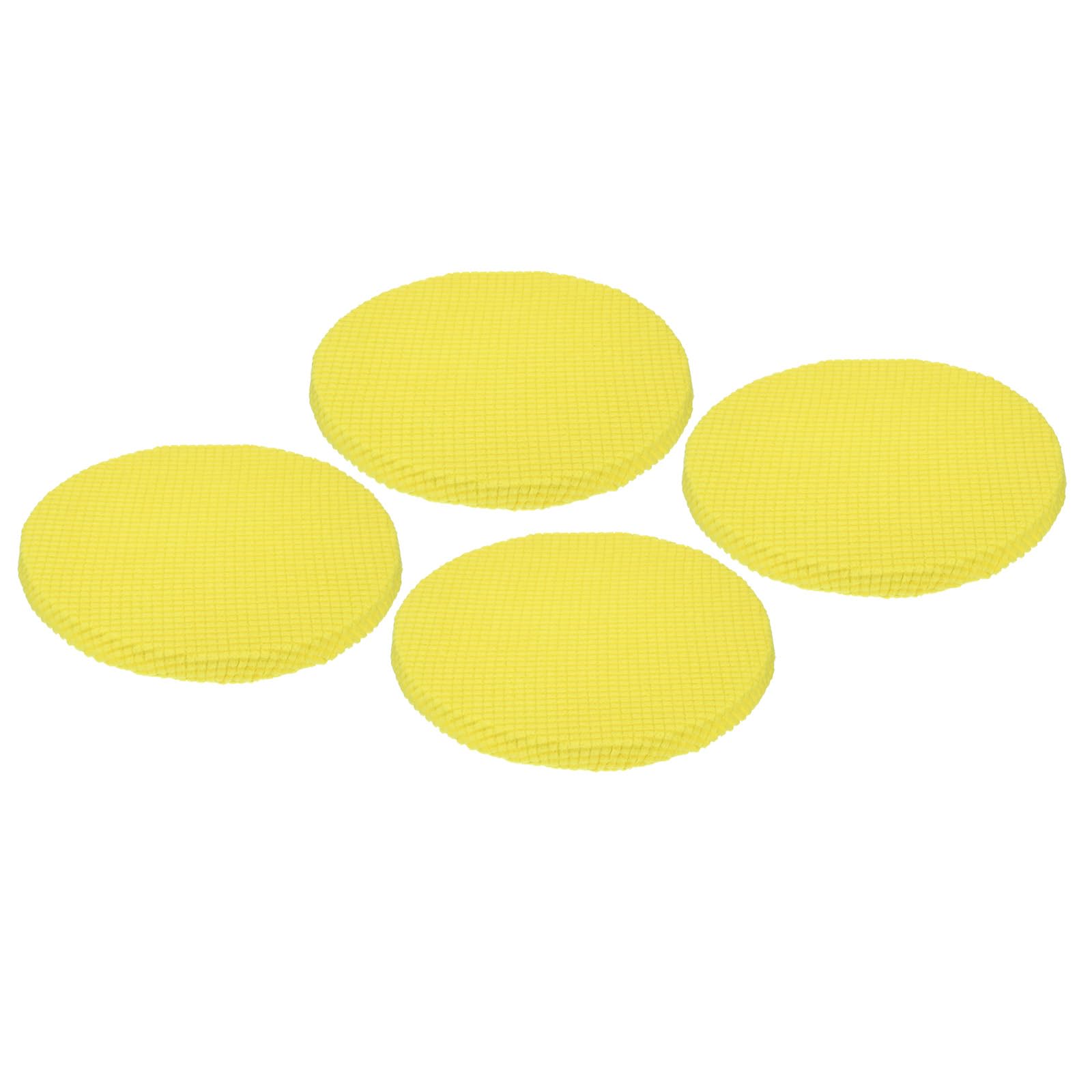 Uxcell Round Bar Stool Covers 4 Pack, Round Chair Covers with Elastic Bands Dia.11-14", Round Seat Cushions for Chairs Stool Slipcovers - Lemon Yellow