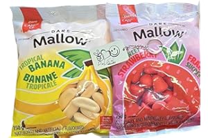 Fruity Marshmallow Bundle – Banana & Strawberry (2x150g = 300g) + Hand-Painted Keychain | Guimauves fruitées – Banane, Fraise