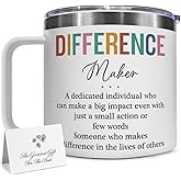 Difference Maker Mug Gifts for Women, Thank You Appreciation Tumbler Gifts for Boss, Leader, Employee, Coworkers, Teachers, Christmas Birthday Gifts for Her 14 Oz Stainless Steel Tumbler-320
