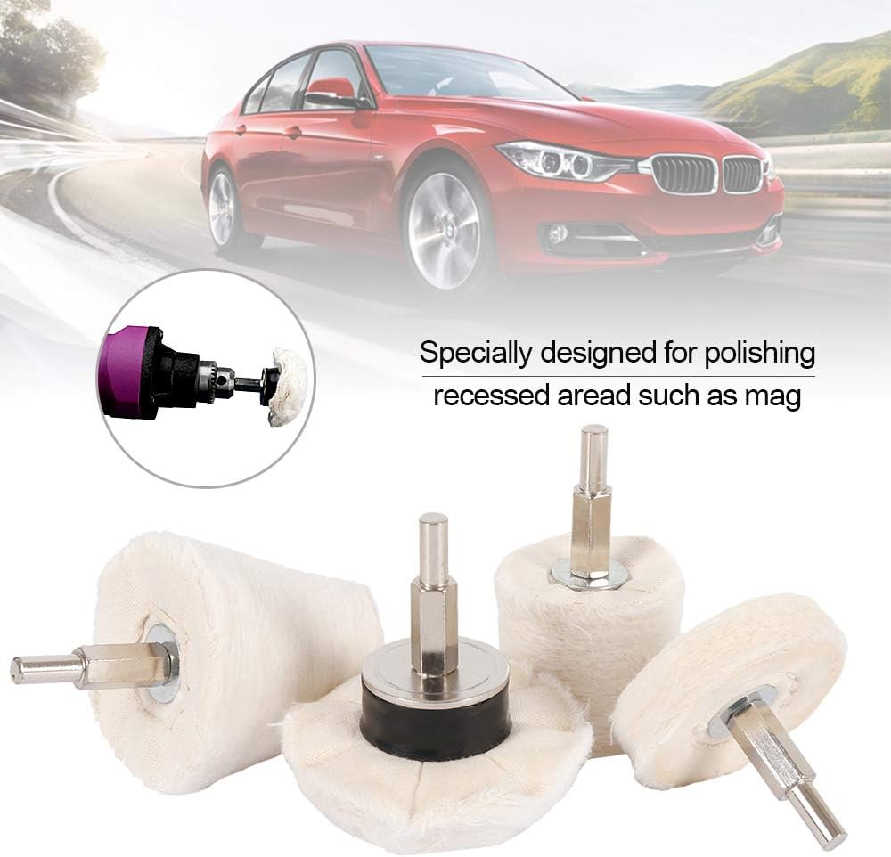 4pcs Polishing Buffing Pad Buffing Wheel Drill Kit Mop Cone Cylindrical Mushroom Wheel Grinding Head with 1/4 Handle for Car Motorcycle Wheels Grinder Polisher - Image 3