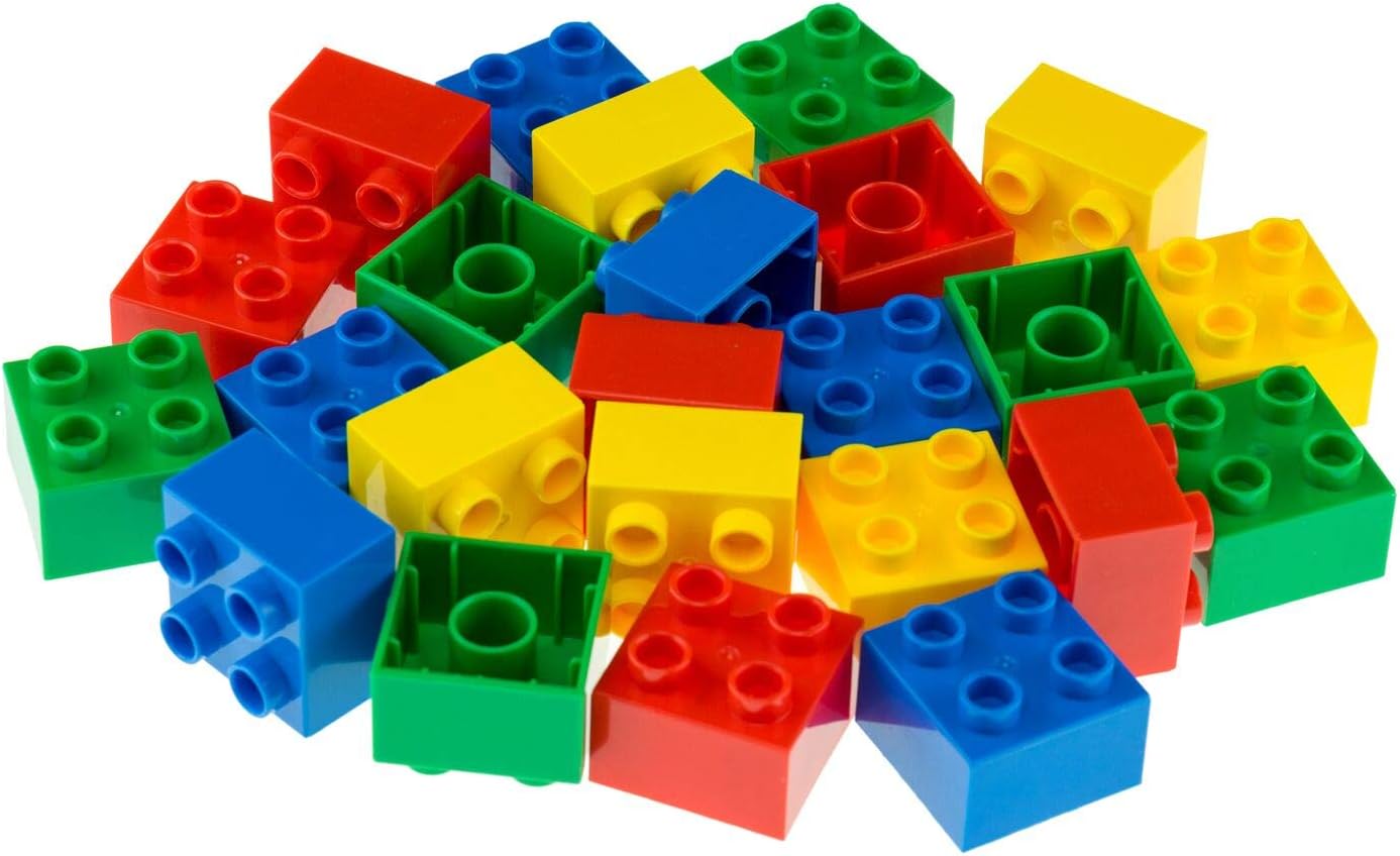 Strictly Briks Big Briks Building Brick Set 100% Compatible with All Major Brands | 1 Large Block Size Set for Ages 3+ | Creative Play STEM Toy | 2x2 Big Briks in Red, Green, Blue Yellow | 24 Pieces