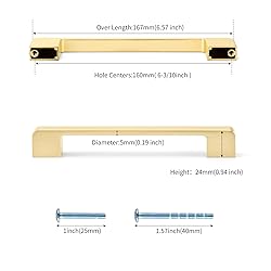 Lepatape 6-1/4in Gold Cabinet Pulls Gold Drawer