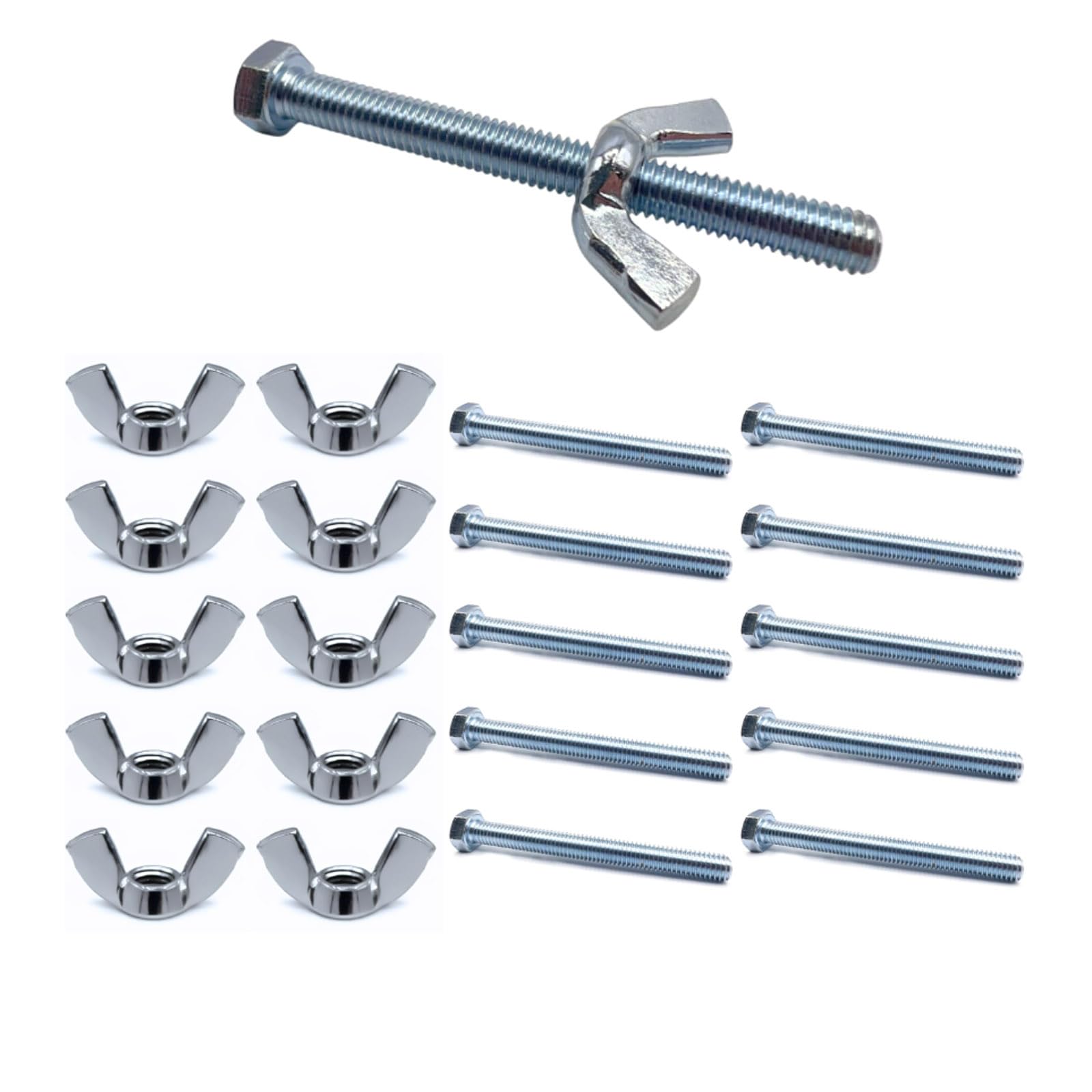 TOP-VIGOR 10Pcs M5*50mm Butterfly Wing Bolts, Zinc Plated, High-Grade Alloy Steel, Secure Fastening