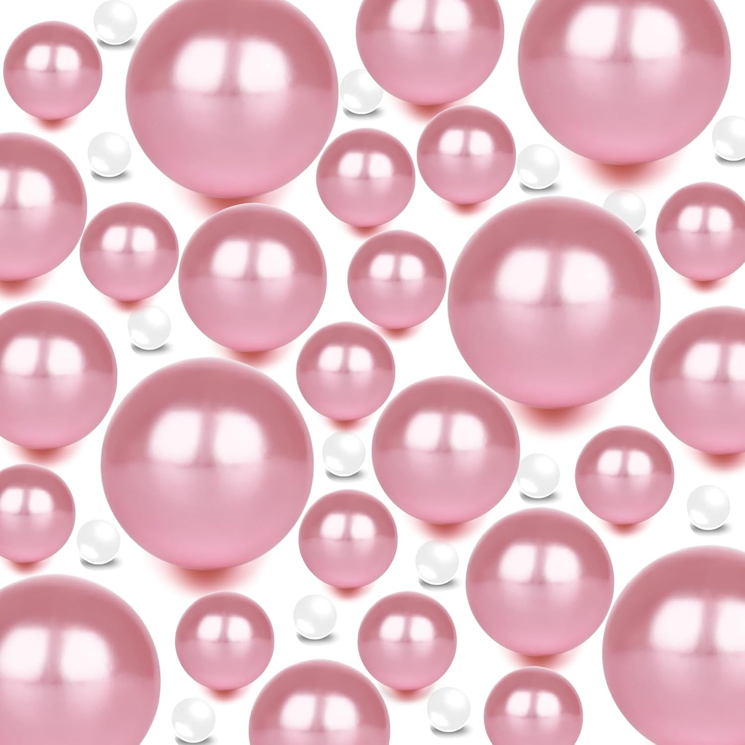 Vase Fillers - 120 Pieces Floating NO Hole Pearls and 500 Pieces Transparent Water Gels,Pearl Beads Pink Floating Beads for Vases Floating Candles Home Weddings Table Centerpieces Party Decor(10mm,14mm,20mm)Pink