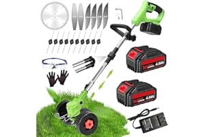 TUCSSARG Weed Wacker Cordless Electric Weed Eater Battery Powered 36V 4.0Ah, Lightweight Grass Trimmer/Lawn Edger/Mower/Brush Cutter, 4 Types Blades Lawn Edger Electric String Trimmer for Garden Yard