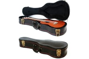 Ukulele Hard Case, Concert Ukulele Case, 23 Inch/24 Inch Crocodile Pattern Leather Bulge Surface with Plush Interior Wooden C