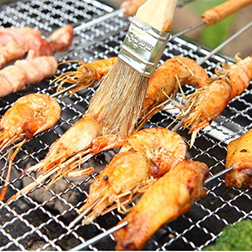 Yunhigh BBQ Basting Brush for Grill Natural Bristle Pastry Brushes with Long Wooden Handle - Thumbnail 4