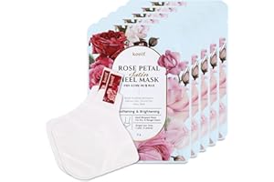 KOELF PETITFEE Rose Petal Satin Heel Mask (5pairs) - Moisturizes & Softens Dry and Cracked Heels, Rose Scented Heel Repair Masks with Shea Butter, Urea, BHA, AHA for Smooth Heels, Heel Treatment