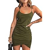 Acelitt Summer Dresses for Women 2025 Casual Spaghetti Strap Wrap Mini Dress Beach Sundress