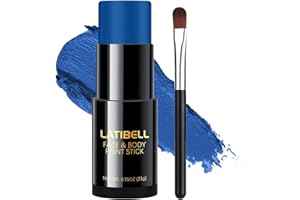 LATIBELL Blue Face Body Paint Sticks for Kids Adults, Oil Based Halloween Face Painting Kit with Brush, Body Paint Blue Eye Black Stick for Sport Match Football Cosplay Costume Party, 0.75 oz