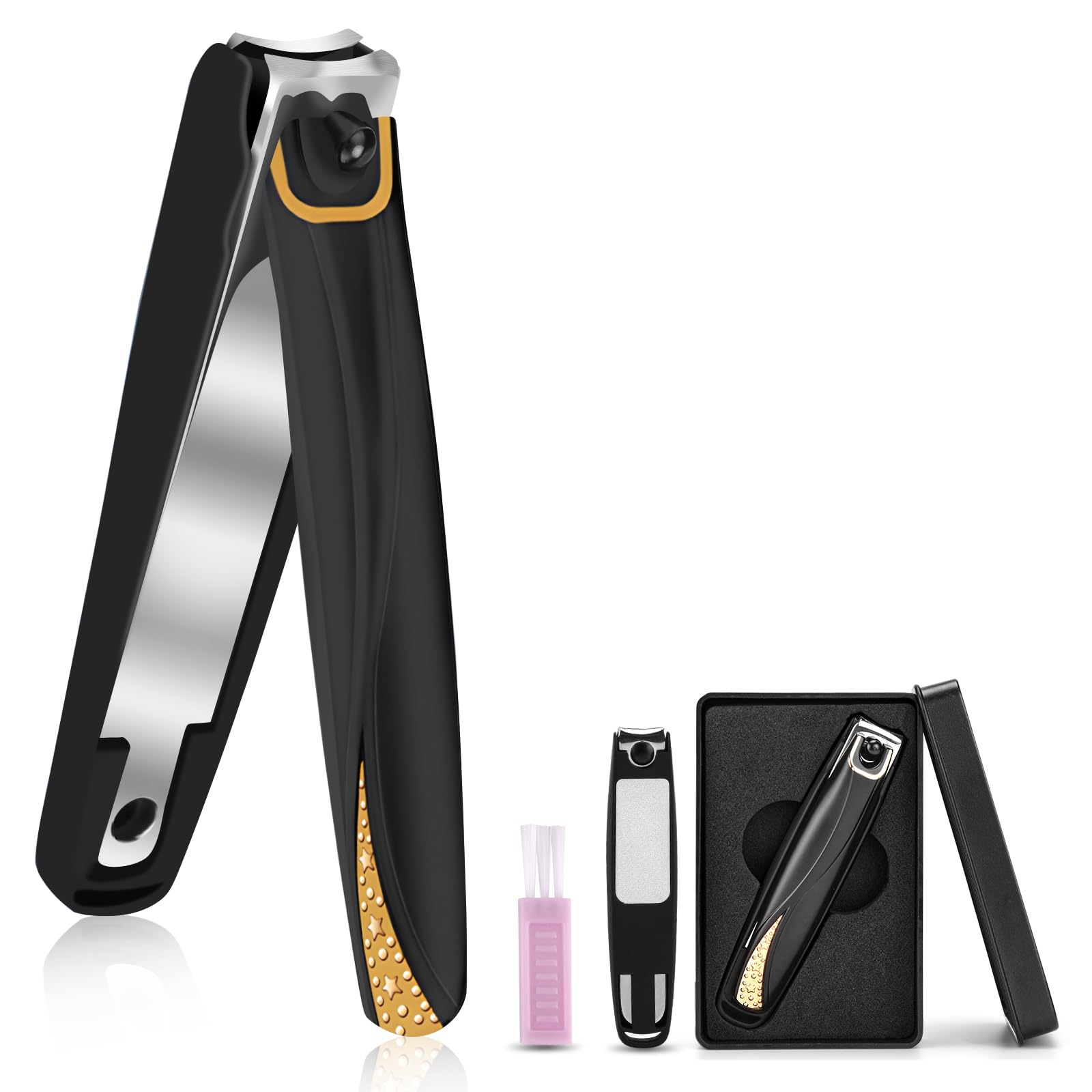 DUAIU Nail Clippers Luxury Zinc Alloy Fingernail and Toenail Clippers Cutters, Nail Clippers for Thick Nails Effortless Nail Cutter for Men & Women with Cleaning Brush