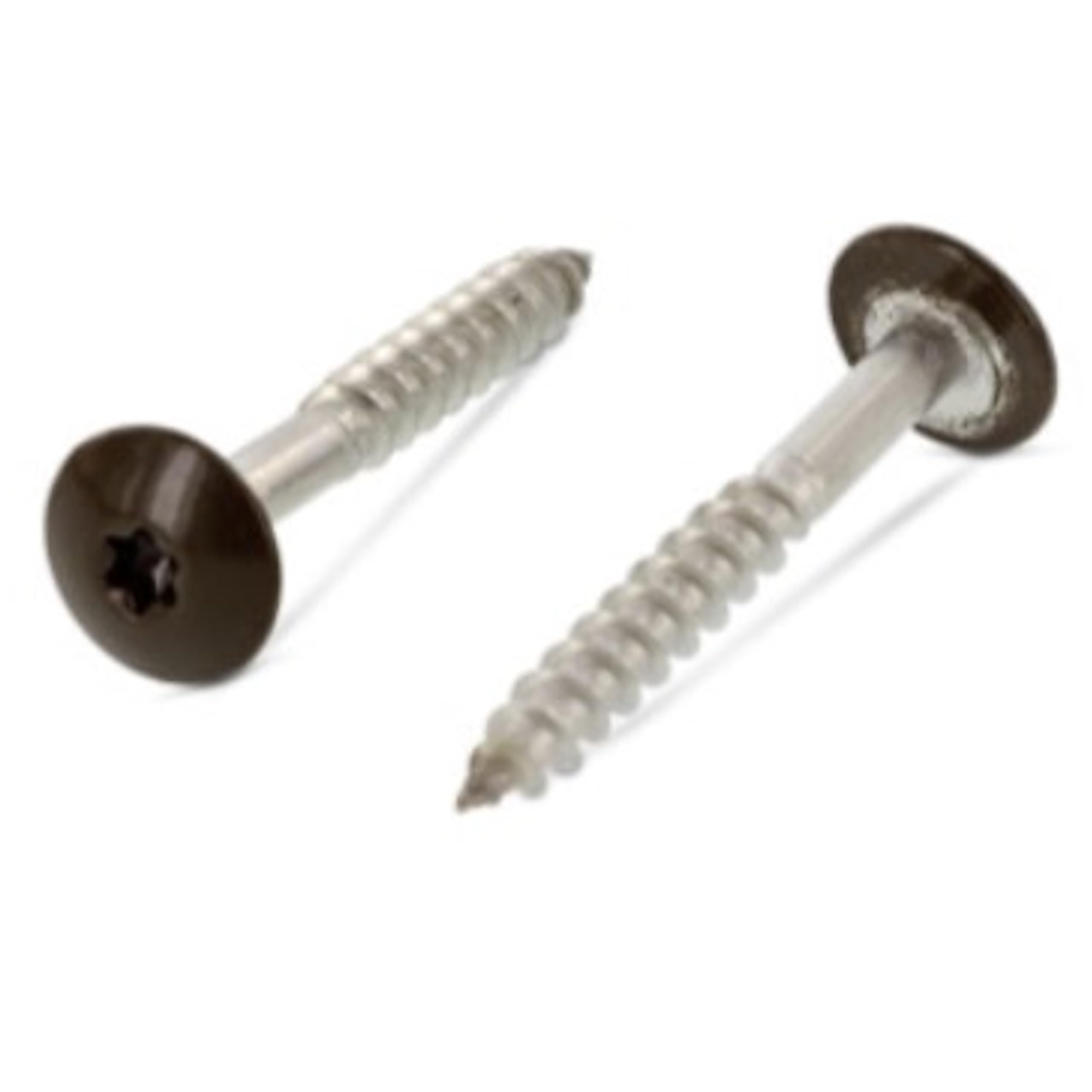 Trespo Wood Screws 4.8 x 60 mm Pack of 50 Stainless Steel A2 / V2A - Round-Headed Wood Screws with Hexalobular Socket - Rustproof - Powder Coated RAL 8014 Sepia Brown
