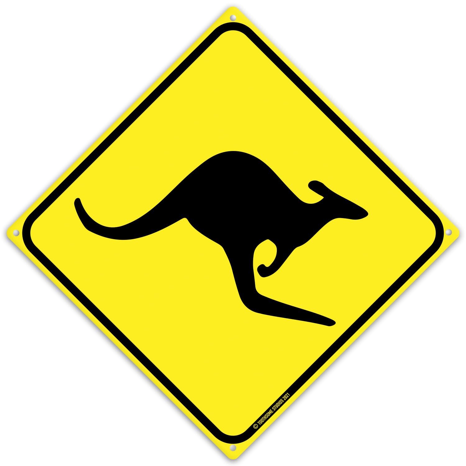 Kangaroo Crossing 12" x 12" Tin Road Sign Xing Australian Outback Theme Plaque Home Decor