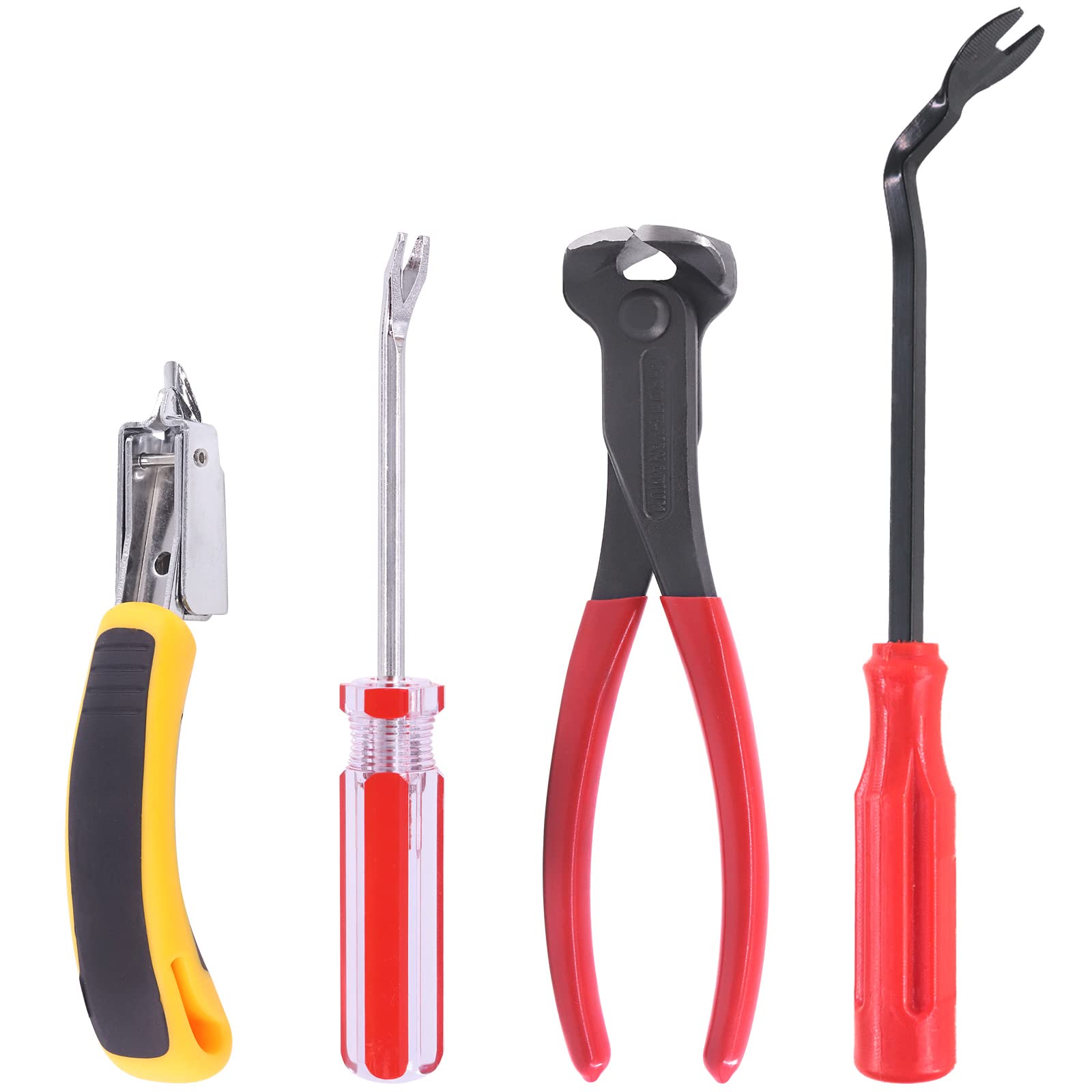 Keadic 4 Pcs Upholstery and Construction Staple Remover Set Contains End Cutting Pliers, Staple Puller, Tack Lifter, Fastener Remover Tack Puller Nail Remover Tool for Furniture Carton Floor