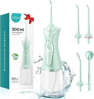 COSLUS C30 Water Flosser Picks 4 Modes 300ml Cordless IPX7 Portable
