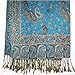 SILVERFEVER Silver Fever Pashmina - Jacquard Paisley Shawl - Stylish Scarf - Double Sided Wrap (Turquoise)