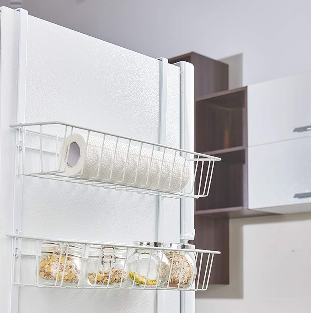 Refrigerator Hanger Side Storage Rack Kitchen Condiment Rack Free Of Punching Holes,White