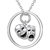 MEIDERBO Comedy Tragedy Masks Necklace for Drama Theater, Women Involved in or Appreciative of Theater and Drama, Unisex, Sterling Silver, Necklace