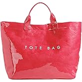 Lushandy PVC Tote Bag Women's Plastic Tote Purse Large Letters Print Hobo Handbag for Work, Beach, Gift