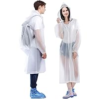 HLKZONE Raincoat, [2 Pack] Portable EVA Rain Coats Reusable Rain Poncho with Hood and Elastic Cuff Sleeves