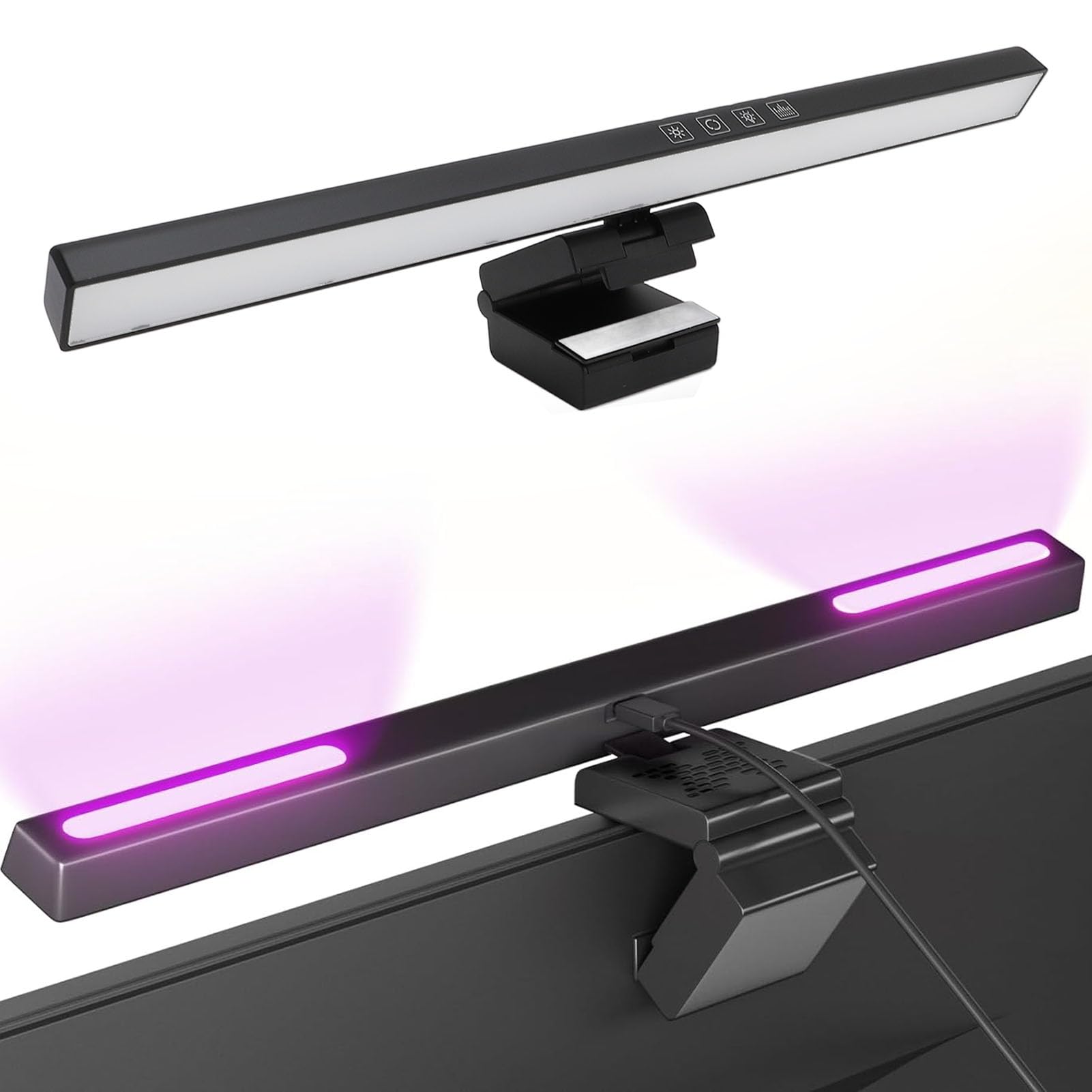 Cuifati Computer Monitor Light Bar, PC Screen Lamp for Eye Caring with RGB Backlight, Touch Control Desk Monitor LED Light Bar, NO Glare, USB Dimmable Task Lamp for Home Office Game