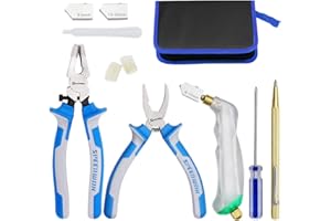 SPEEDWOX 12PCS Glass Cutting Tool Kit Heavy Duty Glass Running Pliers Breaker Grozer Pliers Oil Feed Glass Cutter with 3 Size