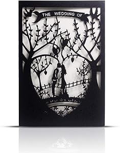 Laser Cut Printable Wedding Invitation Kits - 25pcs 4.7'' x 7'' Black Love Tree Wedding Invitations Cards with Printable Paper and Envelopes for Engagement Marriage Bridal Shower Anniversary