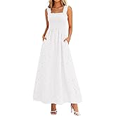 KIRUNDO Summer Lace Dress Vacation Outfits for Women 2026 Wedding Guest Dresses Maxi Beach Boho Sleeveless Cotton Sundress