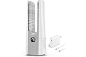 KONSIDEN Desk Fan, 13 Inch Portable Bladeless Fan, Small Quiet Table Fan with 60°Oscillating, 9 Speeds & 9H Timer, LED Display, Button Control, Easy to Clean, Personal Desktop Fan for Bedroom, Office