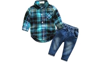 Kimocat Baby Boys Clothing Set Fashion Casual Suit Long Sleeve and Denim Pants