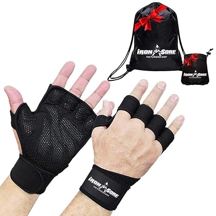 Iron Sore Cross Training Gloves With Wrist Support For Gym Workouts Wod Weightlifting Fitness Silicone Padded Workout Hand Grips Against Calluses