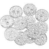 12 Pcs Silver Glitter Buttons for Sewing 0.4 inch Buttons for Shirt 2-Hole 16L Round Plastic Sew on Heavy Duty Bulk Ideal for Dress Shirt Skirt Pants Uniform Craft DIY Project Decor
