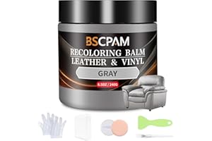 BSCPAM Gray Leather Recoloring Balm,Leather Couch Scratch/Stain Remover,Leather Repair kit for Vinyl Furniture and Car Interior,Leather Dye Paint for Scratched and Faded Leather Couches