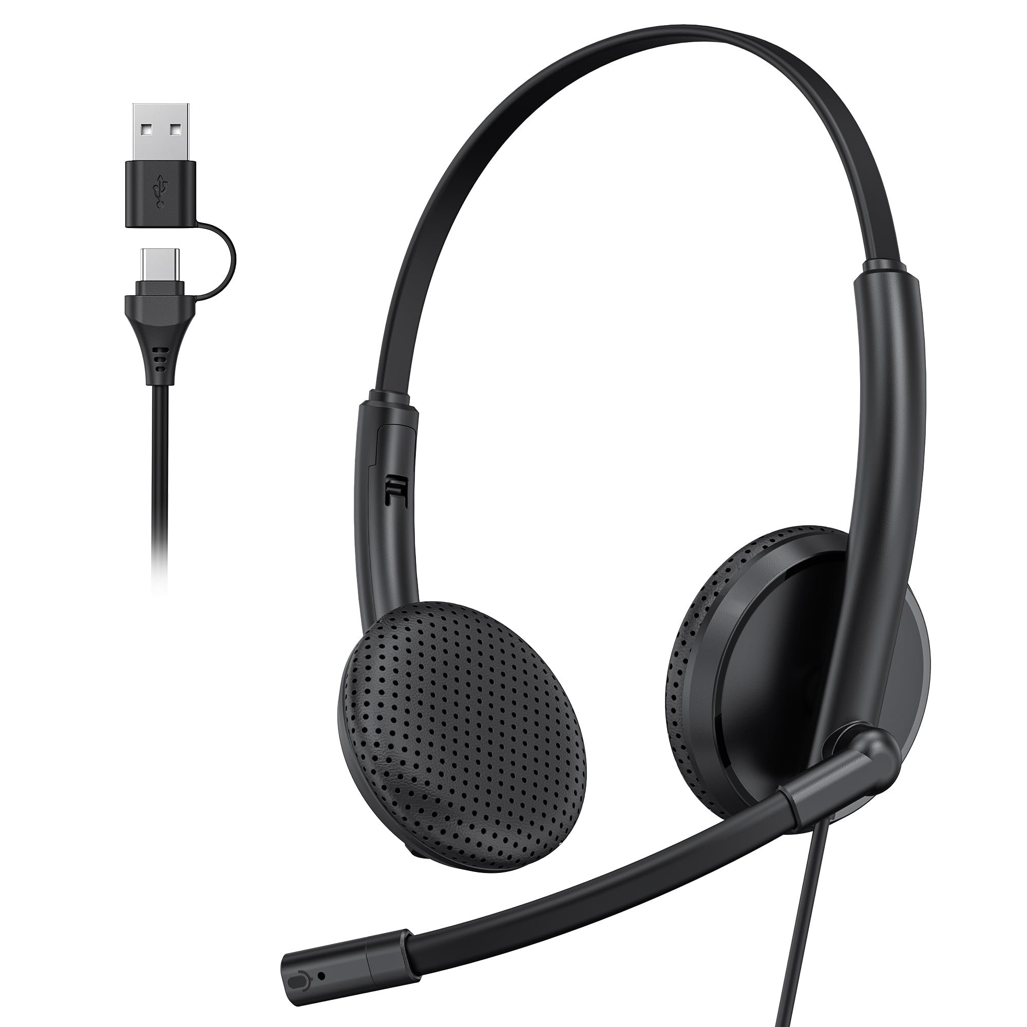 INGA MS Teams Wired Headset, USB Professional Noise-Canceling Headset with Mic, Telephone Headset for Work, Portable Superior Sound Computer Headphone Work with Home Office Teams