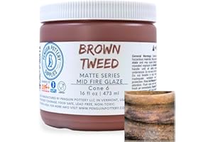 Penguin Pottery - Matte Series - Brown Tweed Matte. Mid Fire Glaze for Clay, Pottery Glaze, Cone 5 and Cone 6 - Ceramic Glaze for Pottery (1 Pint | 16 oz | 473 ml)