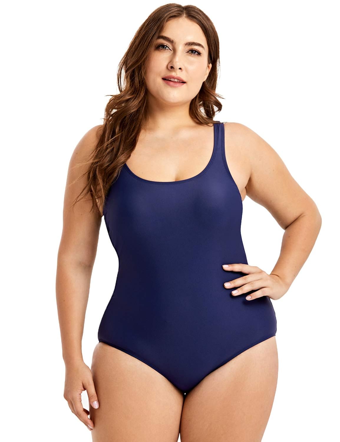 DELIMIRA Women's One Piece Swimsuit Modest Plus Size Bathing Suit at