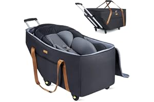 Tonyeee Infant Car Seat Travel Bag with Wheels Fits Chicco KeyFit 30,Nuna Pipa, UPPAbaby MESA,Padded Car Seat Bags for Airplane, Gate Check Bag with Side Pocket,Removable Cover for Air Travel-Black