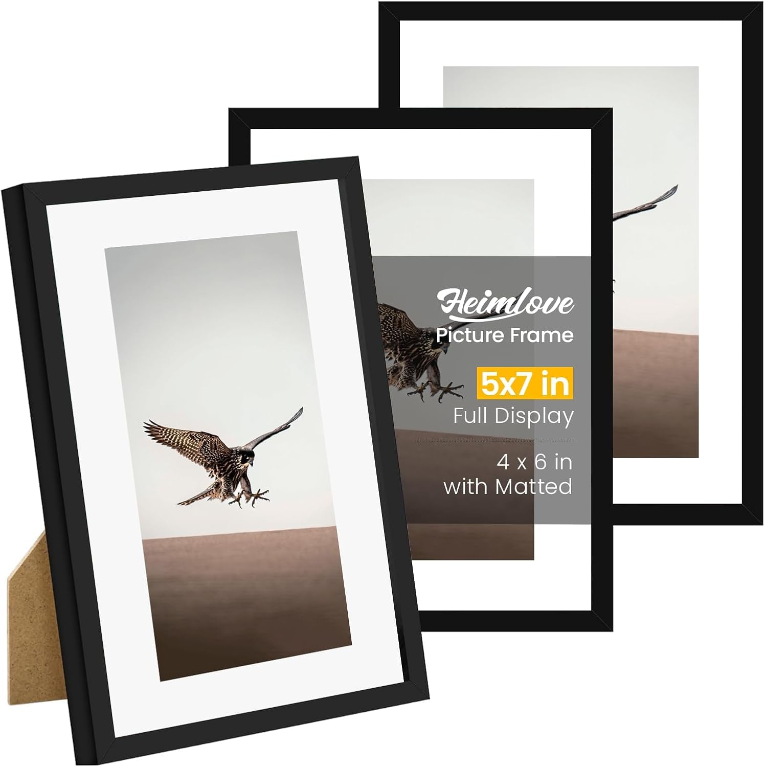 Heimlove 5.1x7.1 Picture Frames Set of 3 with Mat
