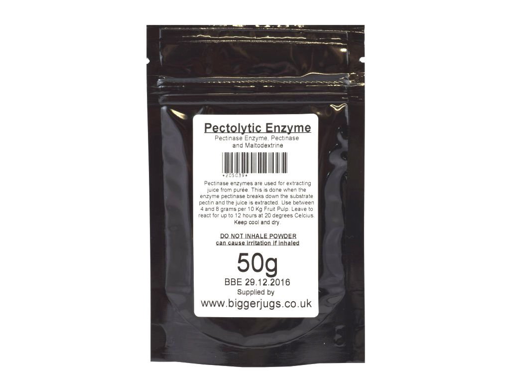 Pectolytic Enzyme (Pectic Enzyme, Pectinase) 50g Pack Top Food Grade Supplied in Heavy Duty Resealable Pouch for Wine Making