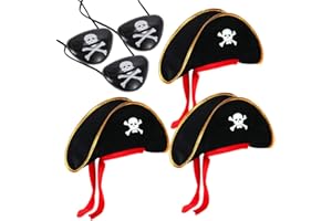 3 Pcs Halloween Pirate Hat With Pirate Eye Patch - Pirate Captain Costume Hat Accessories