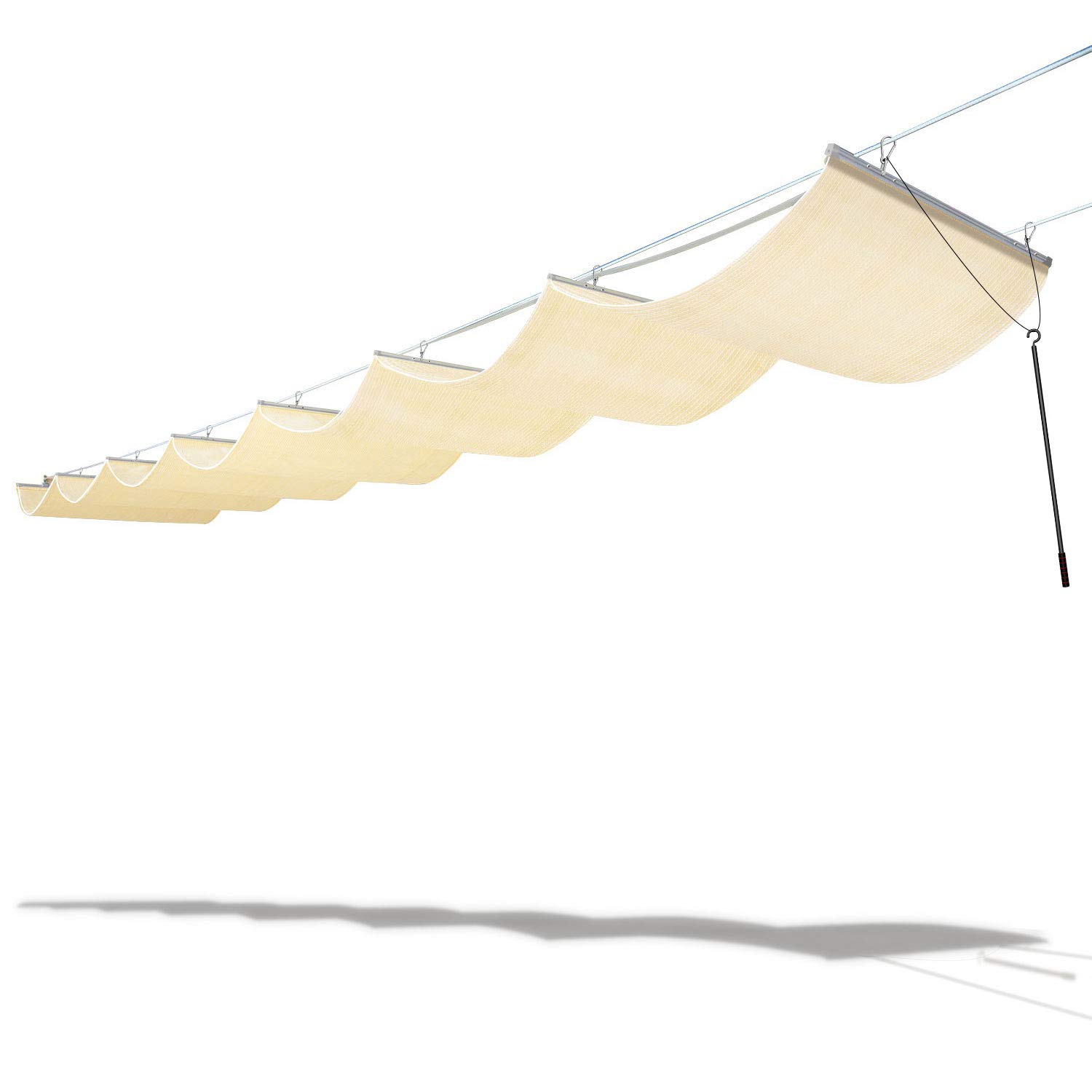 TANG Upgraded Slide on Wire Canopy Retractable Awning Replacement Cover for Pergola Terrace Deck Pat