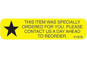 Pharmex 1-65G "Special Order for" Permanent Paper Label, 1 9/16" x 3/8", Yellow, Pack of 1000