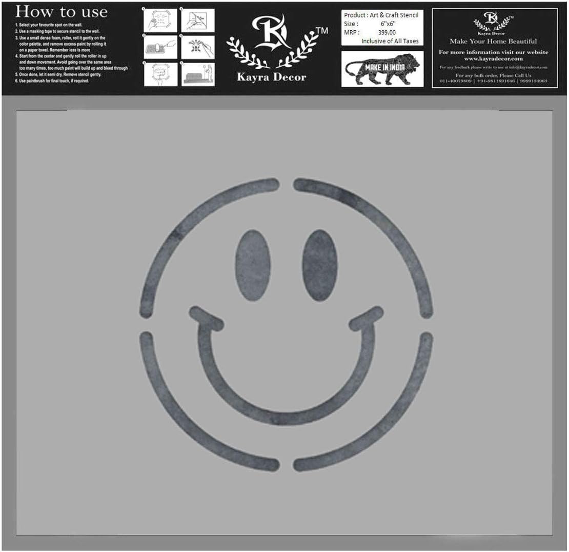 Kayra Decor Reusable Smiley Face Stencil Painting Stencils for Art and ...