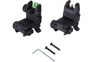 ZZHUNUNT Fiber Optic Sights,Flip Up Front and Rear Backup Sights & Red Green Fiber Optics Dots,Tool-Free Adjustable Front Sight Rapid Transition
