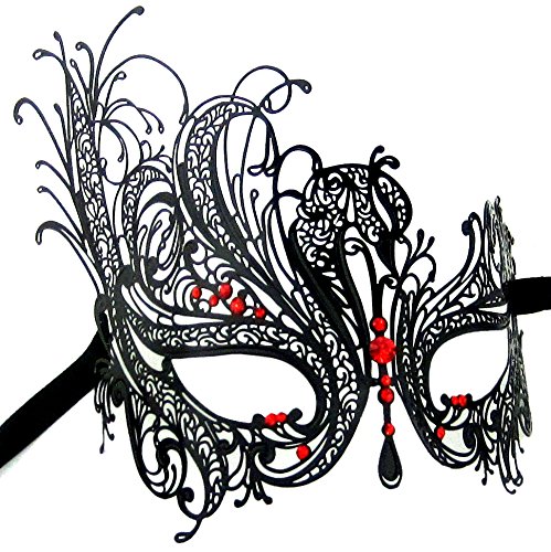 Luxury mask women s swan metal filigree laser cut venet…