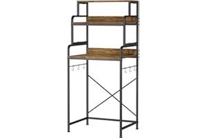 MILEFA 4-Tier Mini Fridge with Storage,Mini Fridge Shelf,Microwave Stand with Storage,Bakers Rack with Storage Shelf,Microwave Oven Stand with,Mini Fridge for Dorm