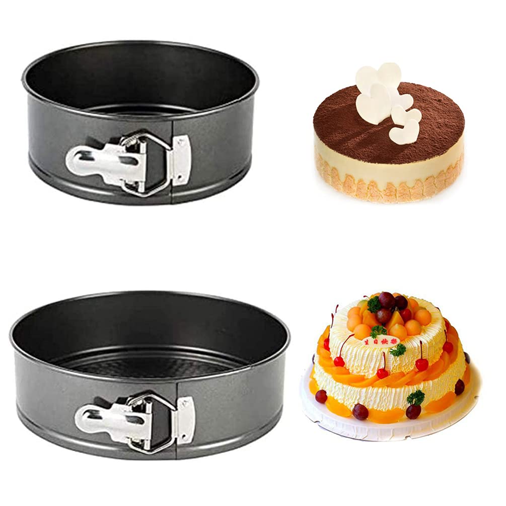 Cake Tin Set,Nonstick and Leakproof 2 PCS (4/7) Cake Pan/Springform Cake Tin/Cheesecake Pan Set with Removable Bottom