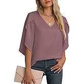 Jouica Women Blouses Casual Chiffon Tops Summer 3/4 Ruffled Sleeve Blouse for Women